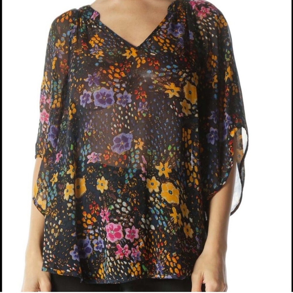 Anthropologie Fei Silk Flowered Bohemian Blouse